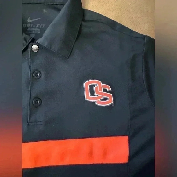 Oregon State Beavers Mens Nike Dr-Fit Polo Shirt Black And Orange Size Large - Picture 5 of 10